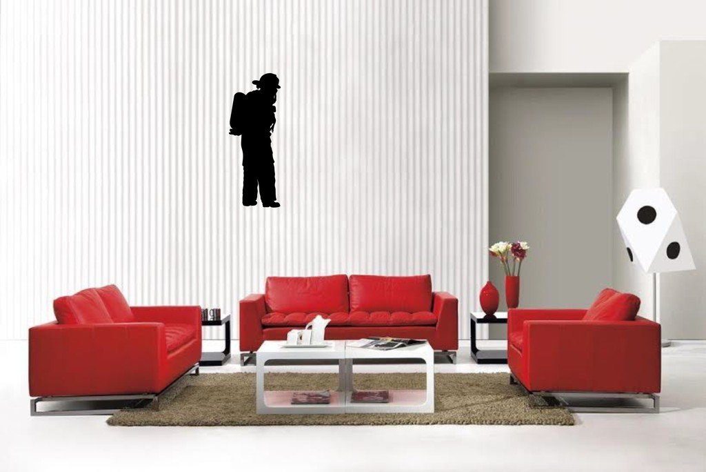 Picniva Matte Black Fireman Style 17 Vinyl Wall Decal Firefighter Hero