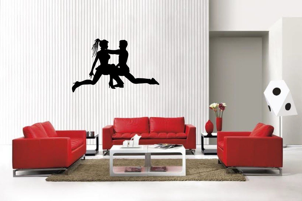 Picniva Matte Black Dancing Style 35 Vinyl Wall Decal Music Dance Decor