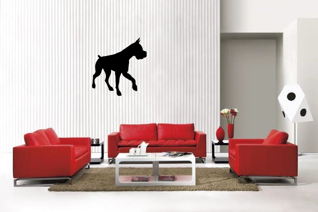 Picniva Matte Black Boxer Style 37 Vinyl Wall Decal Pet Animal Decor