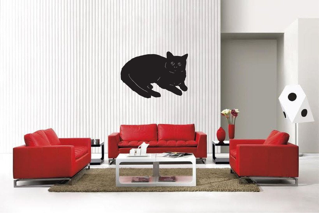 Picniva Matte Black Cat Style 5 Vinyl Wall Decal Feline Decor