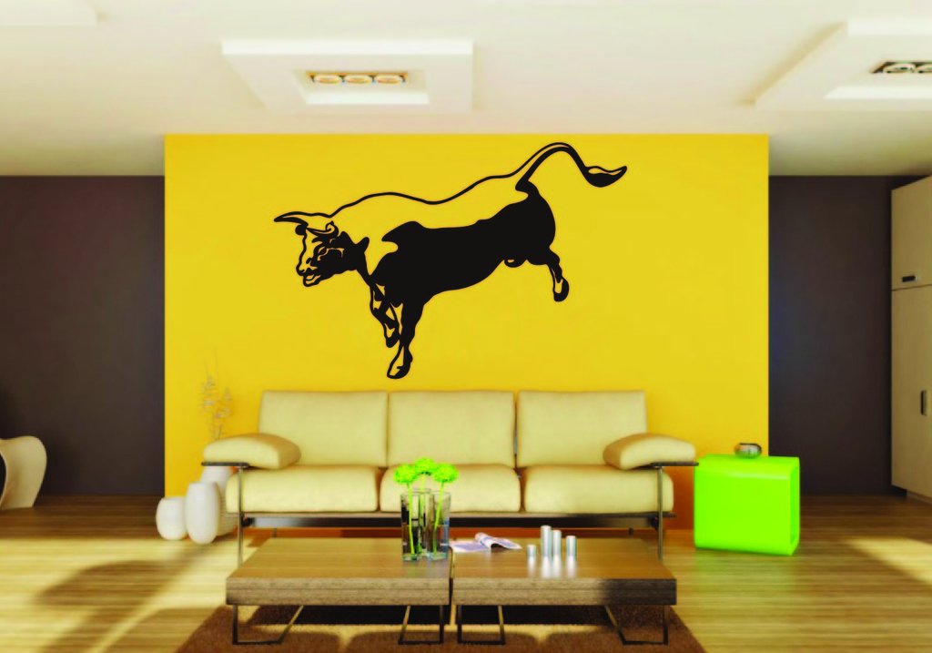 Picniva Bull Sty13 Vinyl Wall Decal, Approx 22 x 15.4 in, Removable