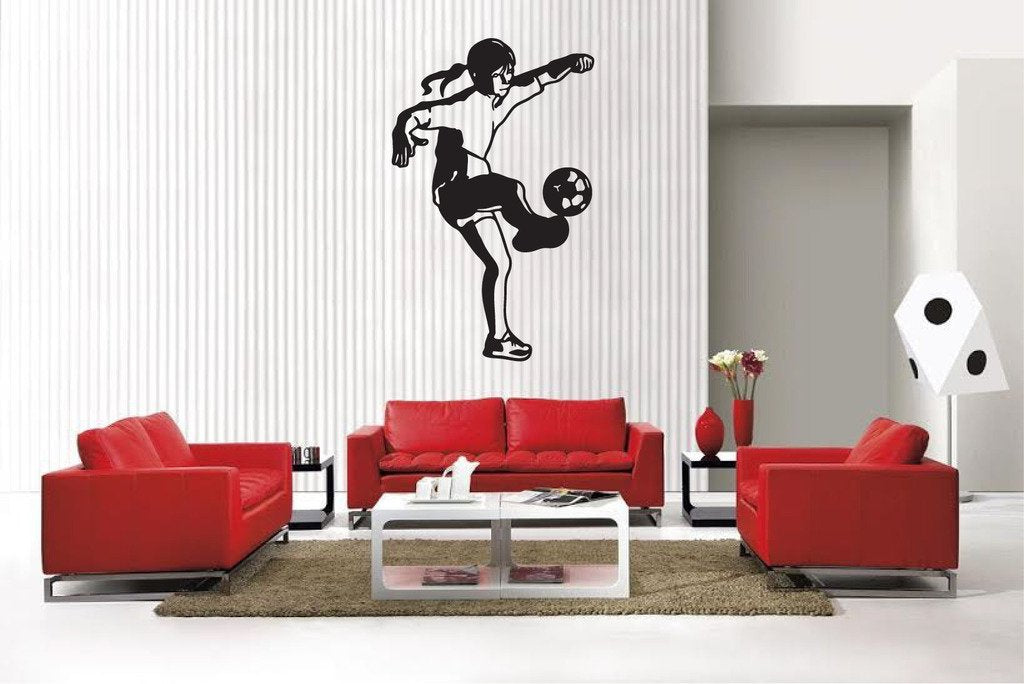 Picniva Soccer Girl Style 51 Removable Vinyl Wall Decal, 22 x 35.2 in