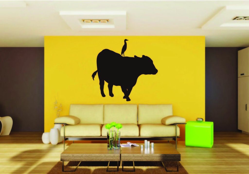 Picniva Cow Sty90 Vinyl Wall Decal, Approx 22 in Square, Removable