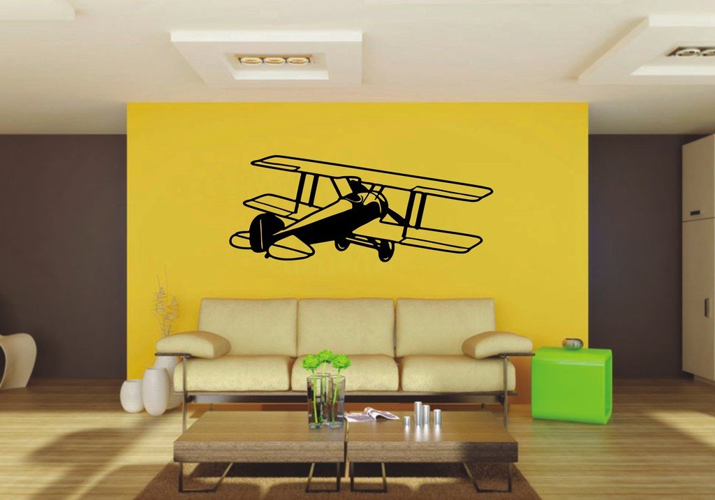 Picniva 22x8.91 Biplane Style 3 Vinyl Wall Decal Aviation