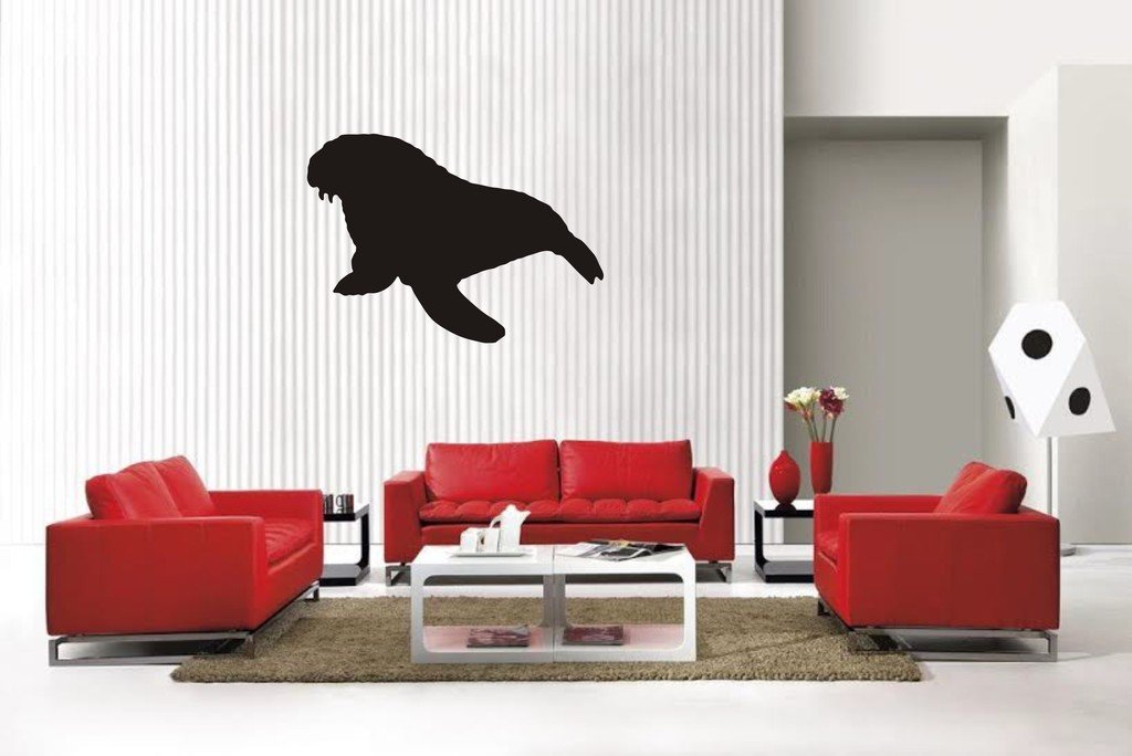 Picniva Walrus Style 1 Vinyl Wall Decal, Matte Black, 22 x 15.53 in
