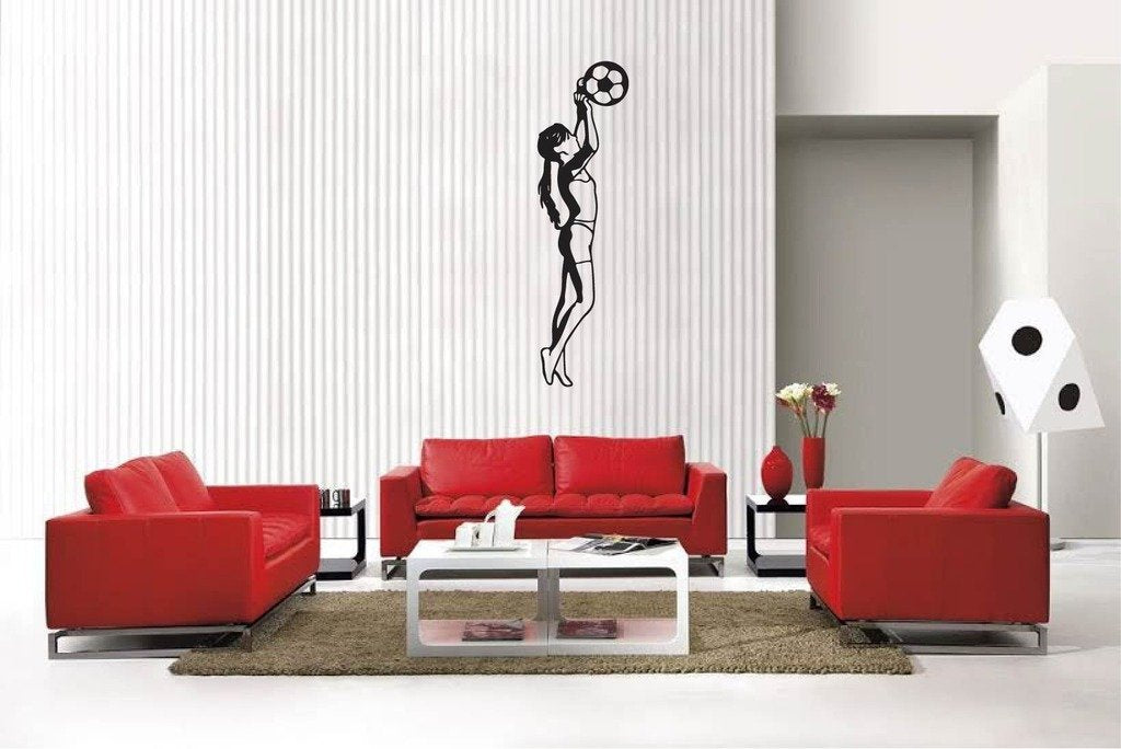 Picniva Matte Black Soccer Girl Style 17 Vinyl Wall Decal Sports Decor
