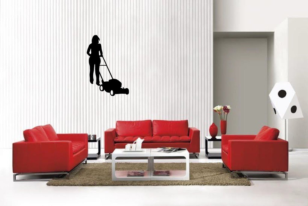 Picniva Lawn Mower Sty2 Vinyl Car Window Decal, Approx 5 in