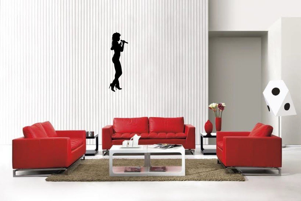 Picniva Matte Black Singer Style 2 Vinyl Wall Decal Music Dance Decor