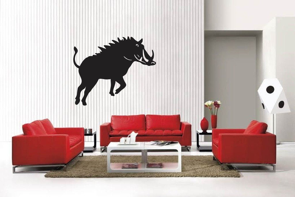 Picniva Matte Black Boar Style 9 Vinyl Wall Decal Woodland Hunting Decor