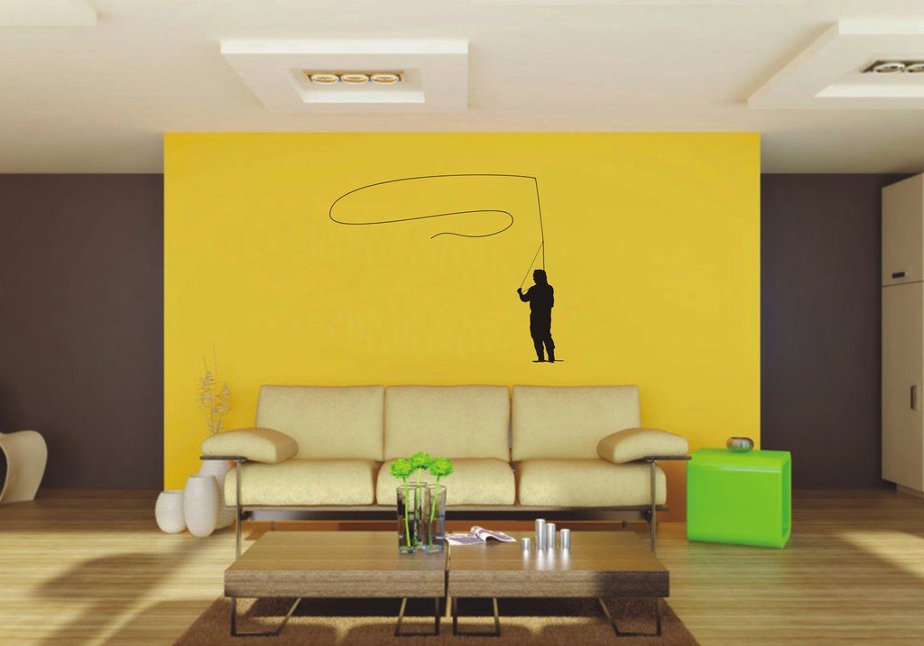 Picniva Fly Fishing Sty17 Vinyl Wall Decal, Approx 22 x 17.67 in, Removable