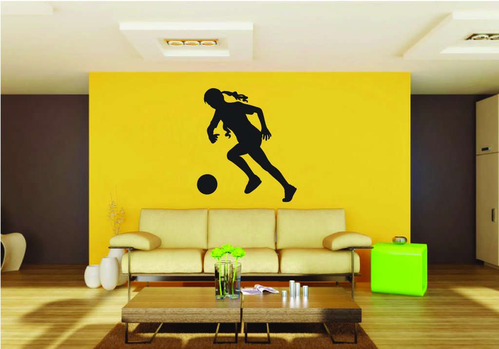 Picniva Soccer Girl Style 37a Removable Vinyl Wall Decal