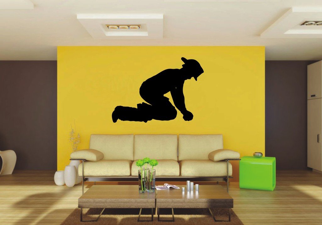 Picniva 22x15.68 Fireman Style 54 Vinyl Wall Decal Firefighter