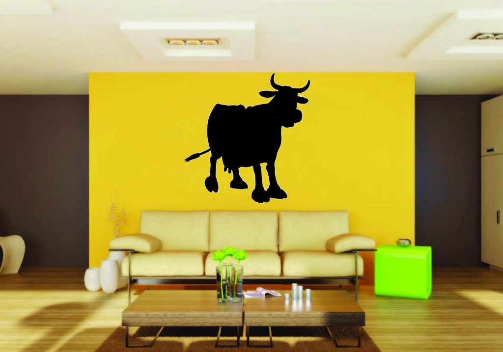 Picniva Cow Sty7a Vinyl Wall Decal, Approx 22 in Square, Removable