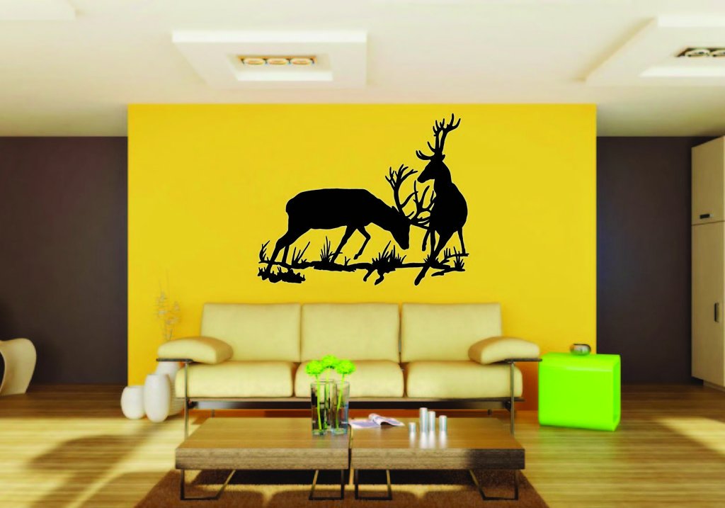 Picniva Elk Fight Style 1 Removable Vinyl Wall Decal