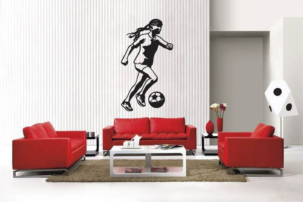 Picniva Matte Black Soccer Girl Style 27 Vinyl Wall Decal Sports Decor