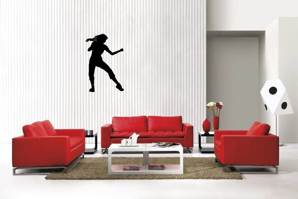 Picniva Matte Black Fighting Vinyl Wall Decal Home Decor
