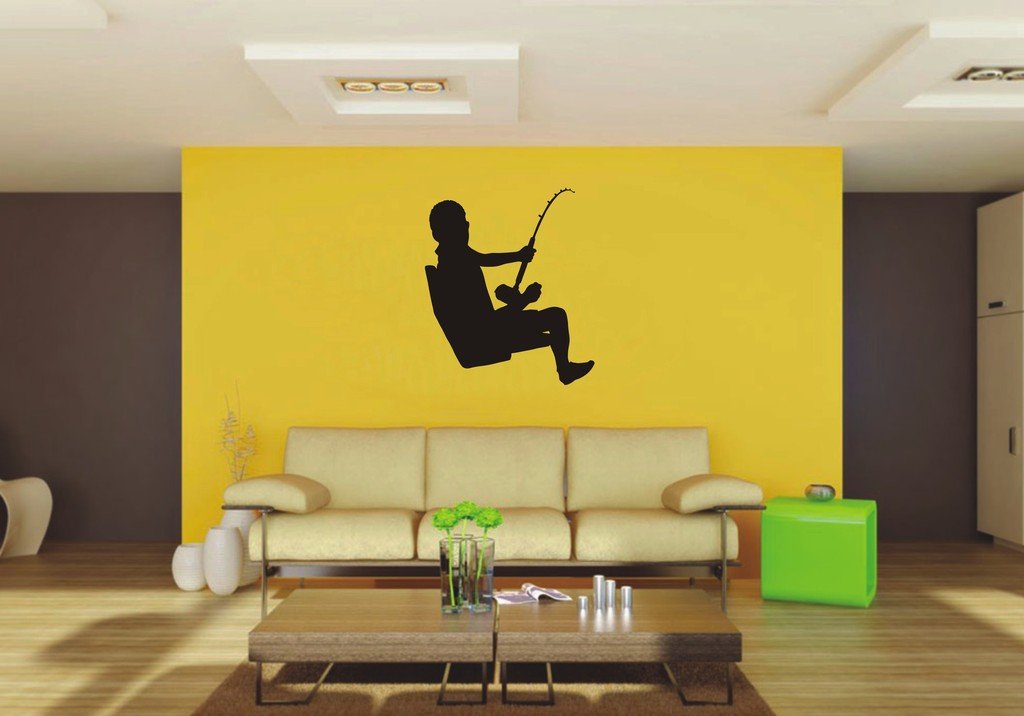 Picniva Fishing Sty4 Vinyl Wall Decal, Approx 22 x 25.59 in, Removable