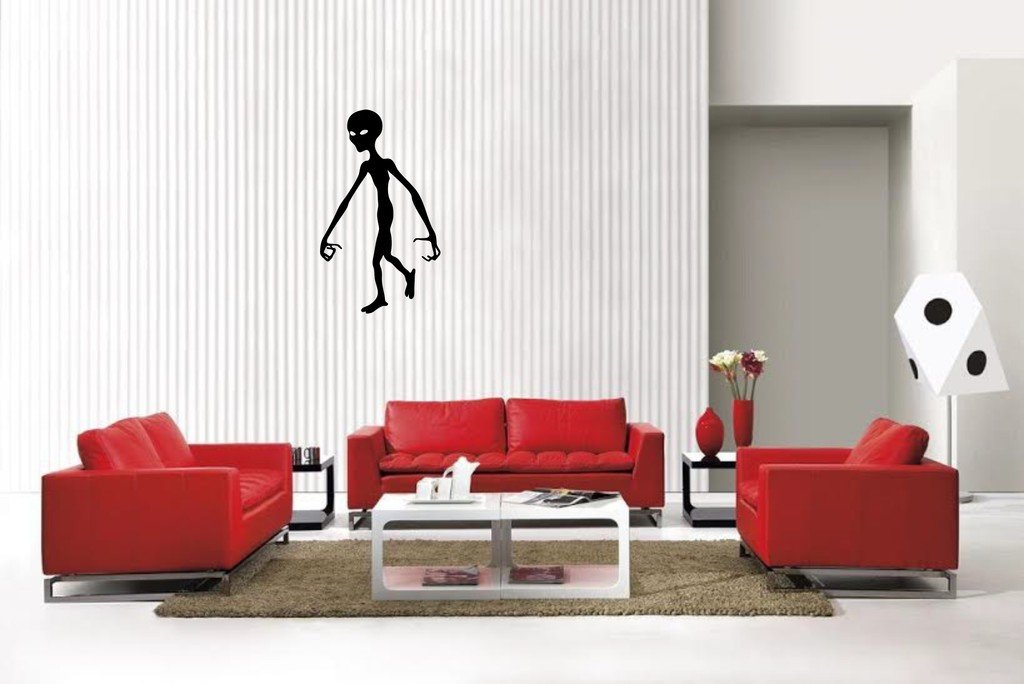 Picniva Matte Black Alien Style 6a Vinyl Wall Decal Fantasy Decor