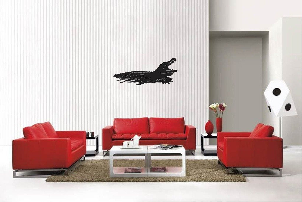 Picniva Matte Black Alligator Style 1 Vinyl Wall Decal Wildlife Nature