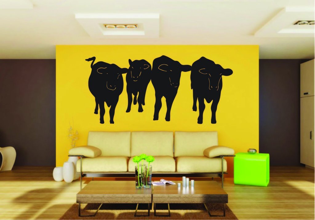 Picniva Cow Sty33 Vinyl Wall Decal, Approx 22 x 10.39 in, Removable