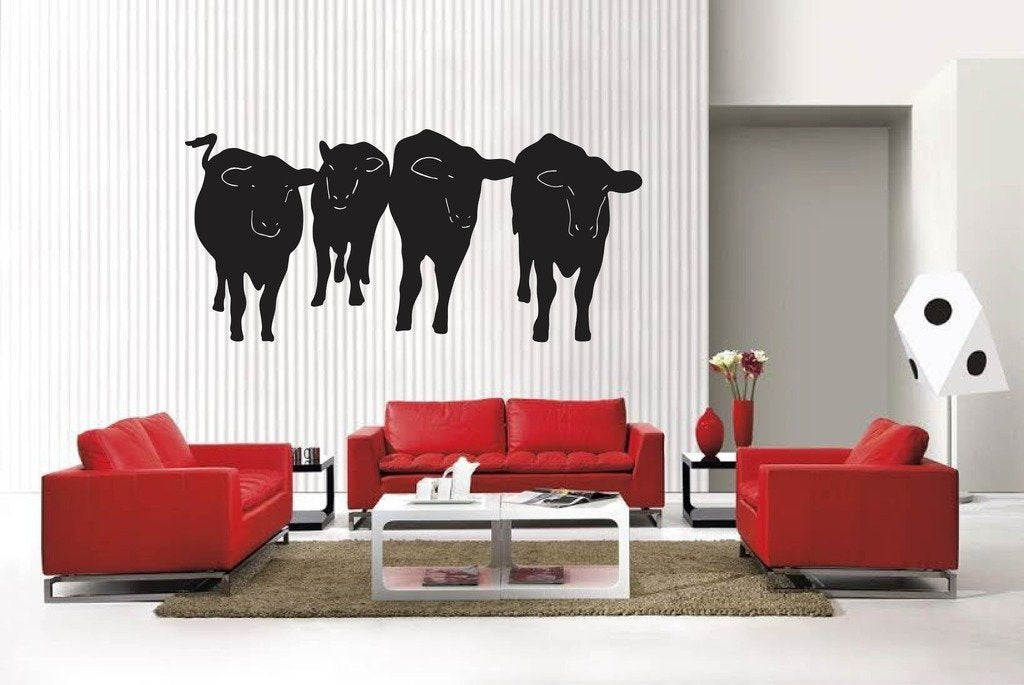 Picniva Matte Black Cow Style 33 Vinyl Wall Decal Farm Ranch Decor BG5485