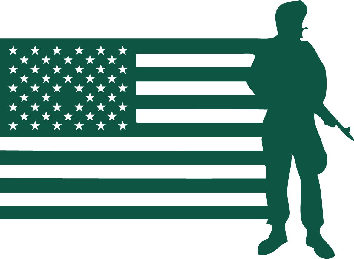 Decaltor Military Soldier Army Flag 5 in Vinyl Decal Laptop Bumper Wall