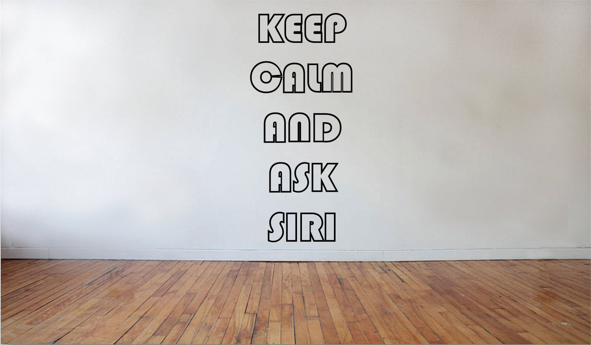 Picniva Matte Black Keep Calm Voice Assistant Humor Vinyl Wall Decal Decor