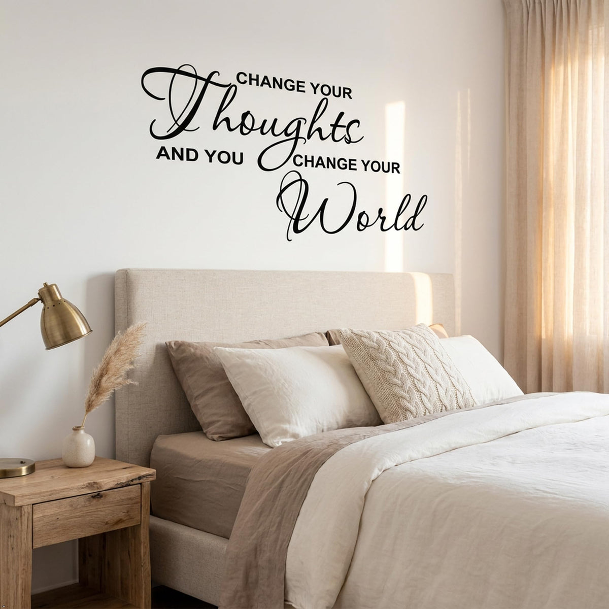Picniva Change Your Thoughts and You Change Your World Wall Decal - Motivational Quote Vinyl Sticker for Office, Classroom, and Home Decor