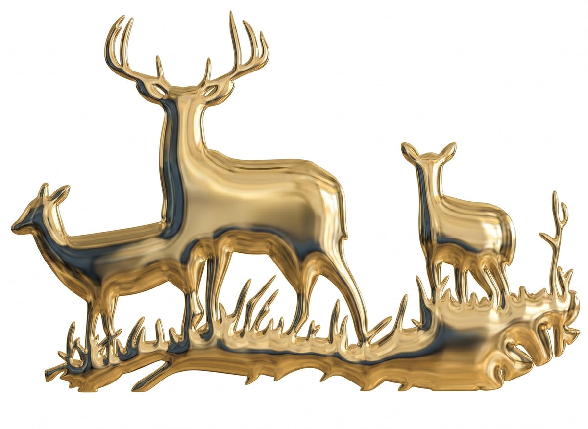 Picniva Buck Deer Doe Silhouette Wall Decal, Gold Chrome Mirror, 16 x 23 in