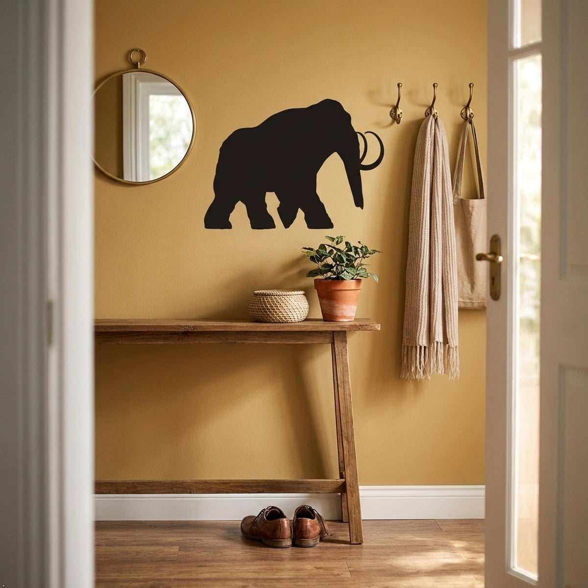 Picniva Mammoth Sty2 Vinyl Wall Decal Removable - Color: Black - Size: 22'' Width