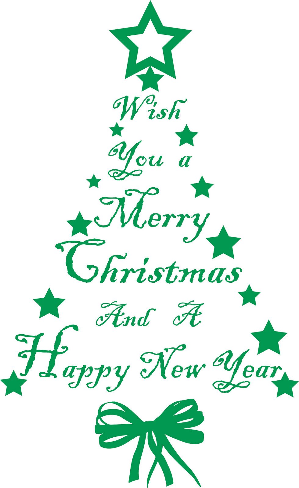 Picniva Green Christmas Word Tree Wall Decal, 10 x 17 in