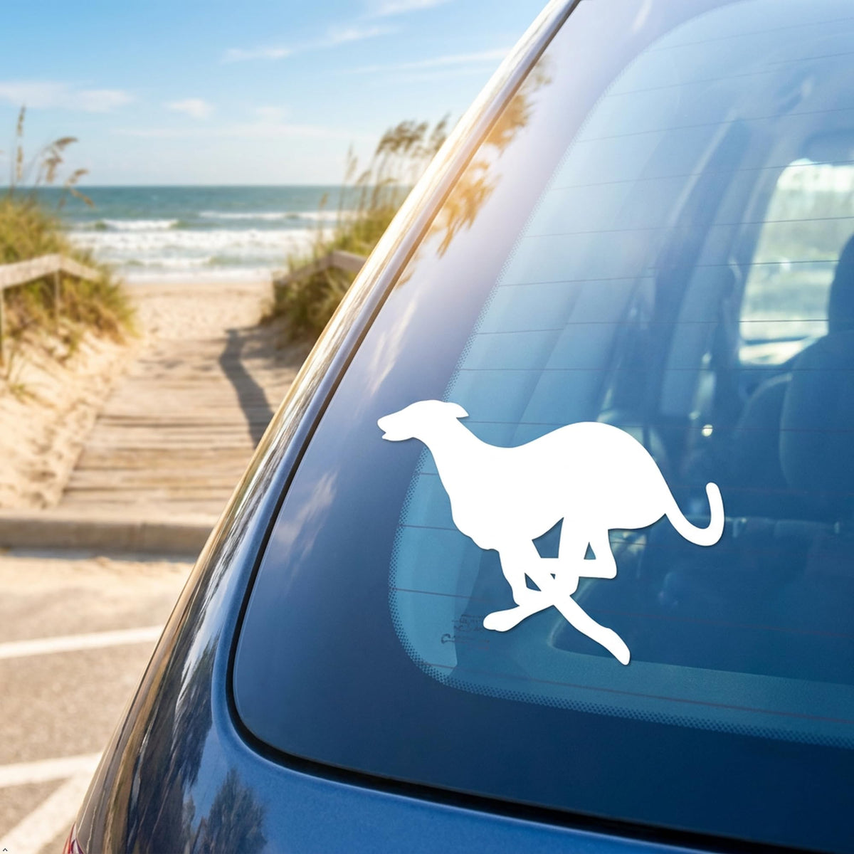 Decaltor Running Greyhound Vinyl Decal, Car Window Sticker