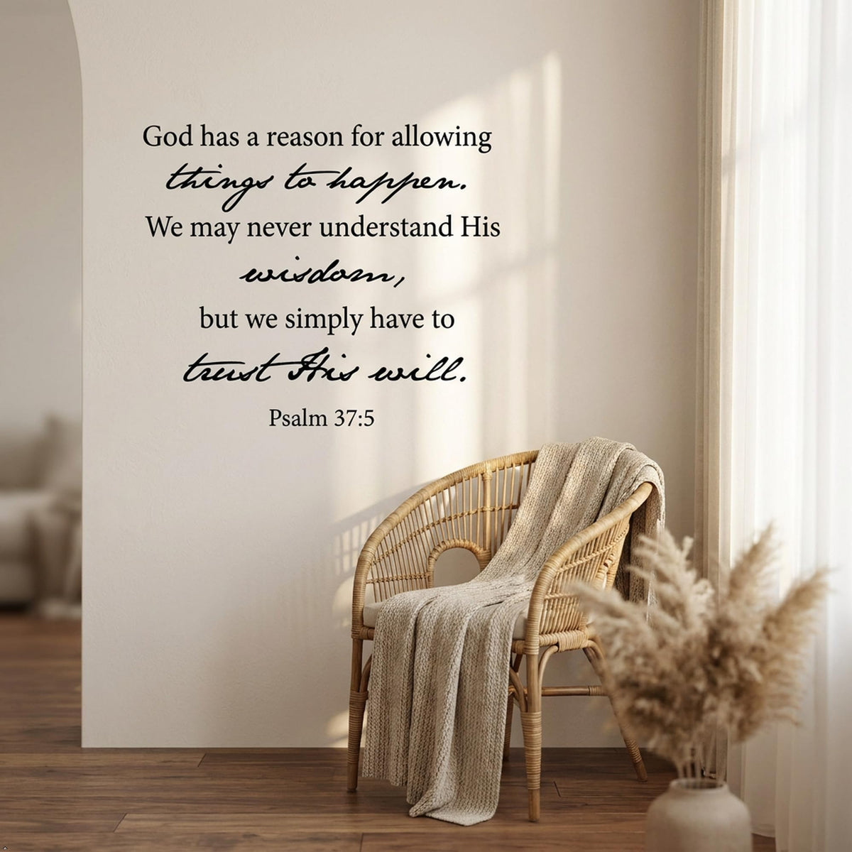 Decaltor Psalm 37:5 Trust His Will Christian Quote Vinyl Wall Decal Decor
