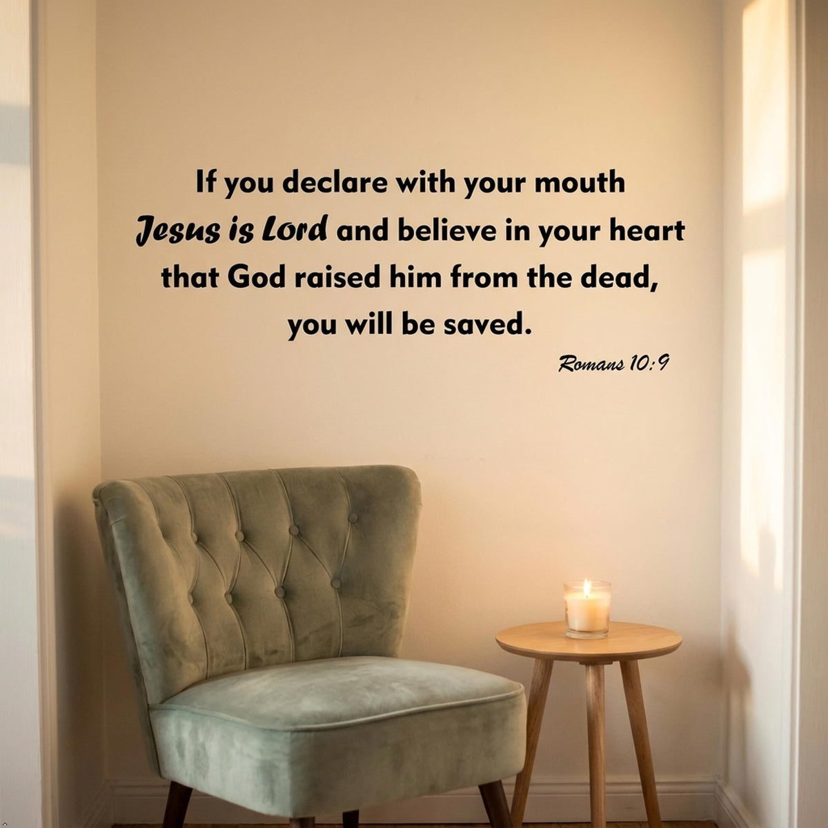 Picniva If You Declare with Your Mouth Jesus Vinyl Wall Decal (Black, 40''Width)