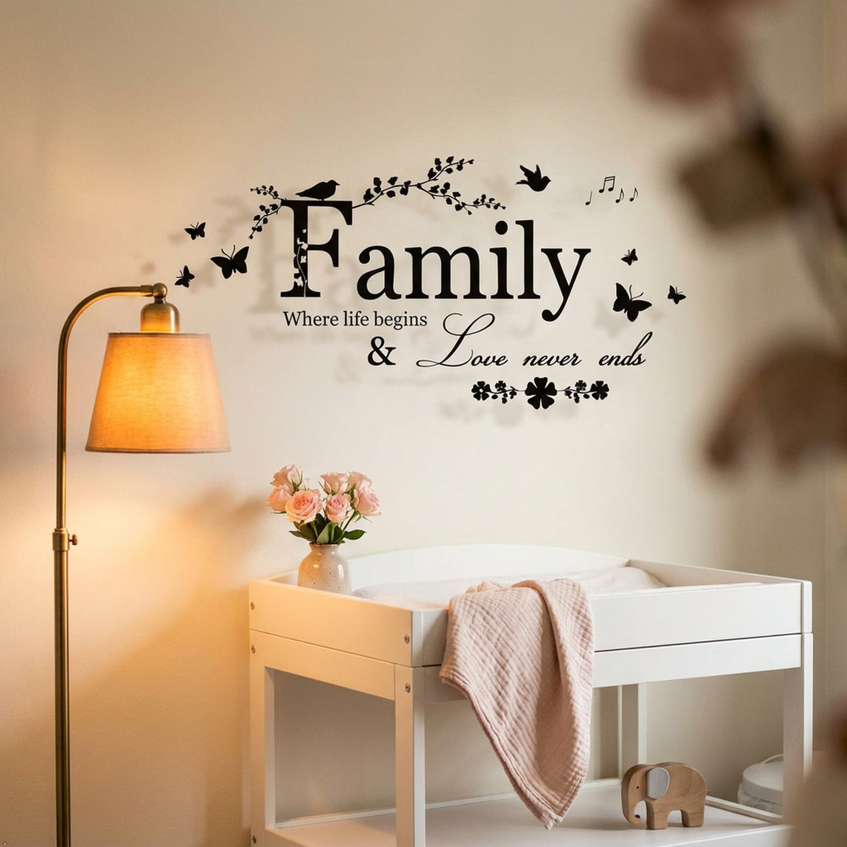 Picniva Family Quote Lettering Vinyl Wall Decal, Black, 22 x 10 inches