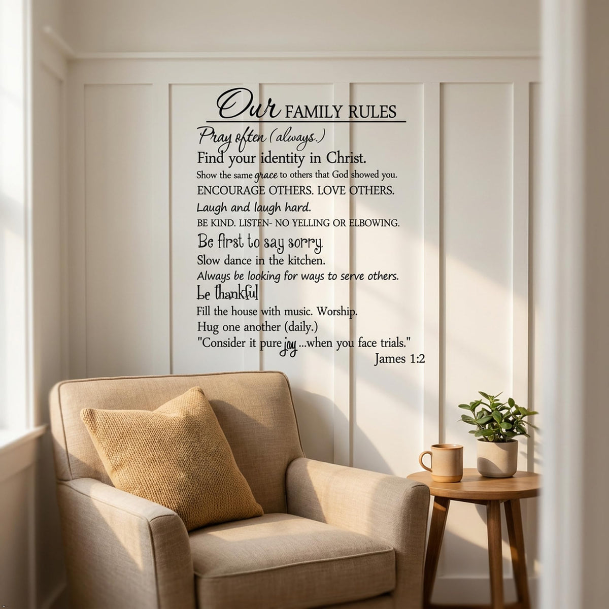 Our Family Rules Vinyl Wall Art Quote Decal Sticker Home Decor (Black, 22'' Width)