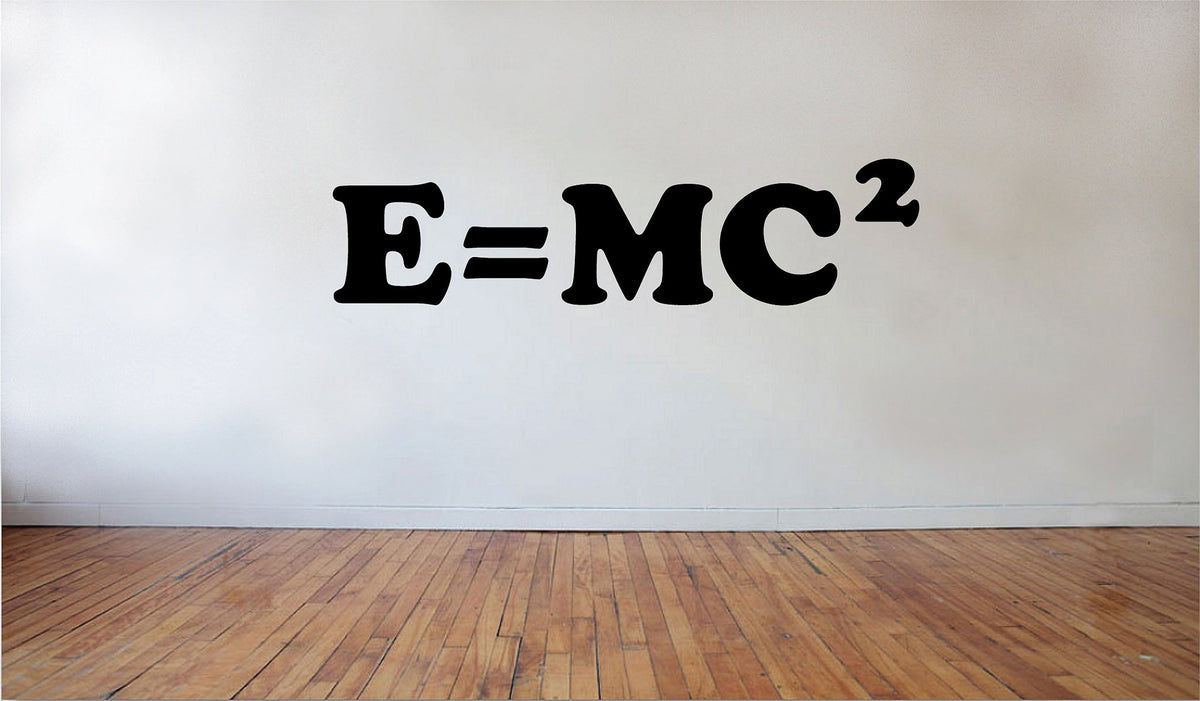Picniva Matte Black E MC2 Science Education Vinyl Wall Decal BG8269