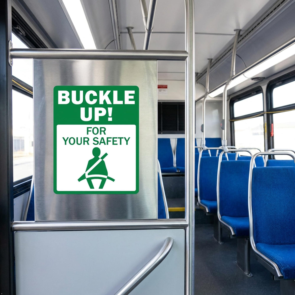 Picniva Buckle Up Safety Sign Decals, 15 in, Two Pack