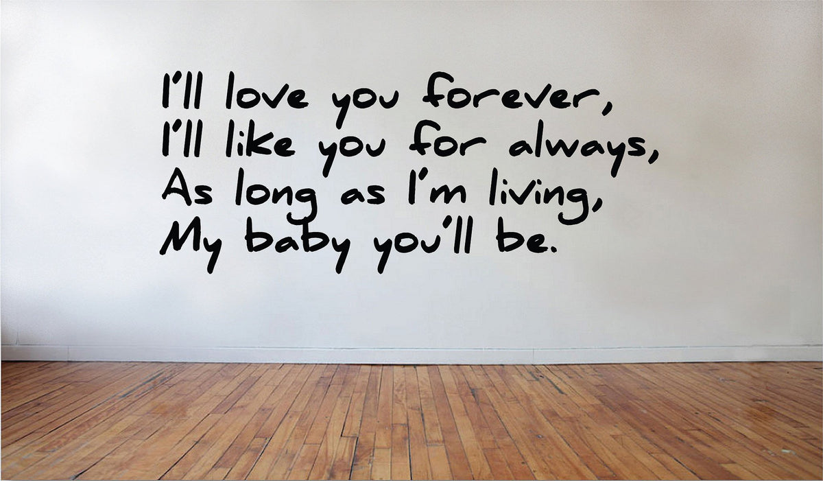 Picniva Matte Black Ill Love You Forever Vinyl Wall Decal Home Decor Quote