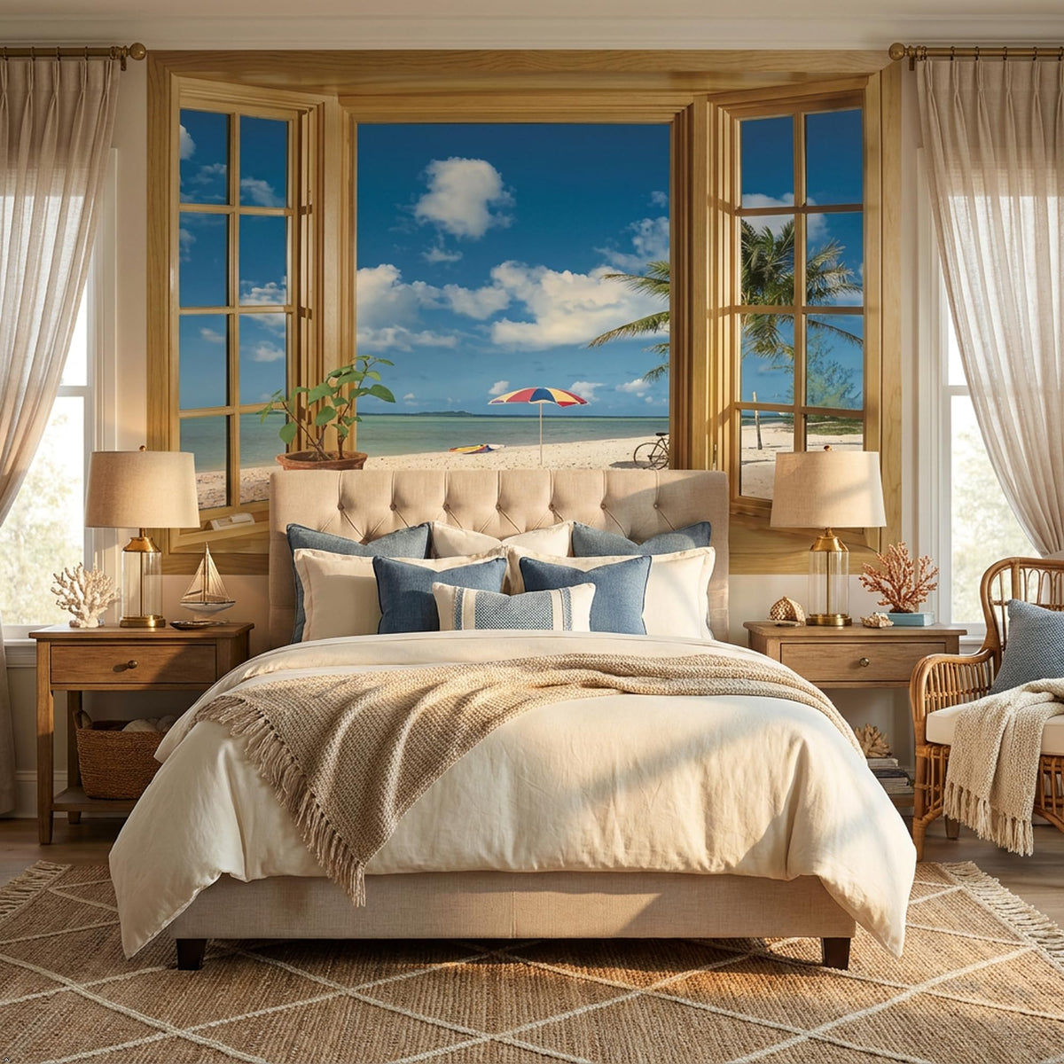 Picniva Beach Window Wall Decal, Ocean View, 20 x 30 in