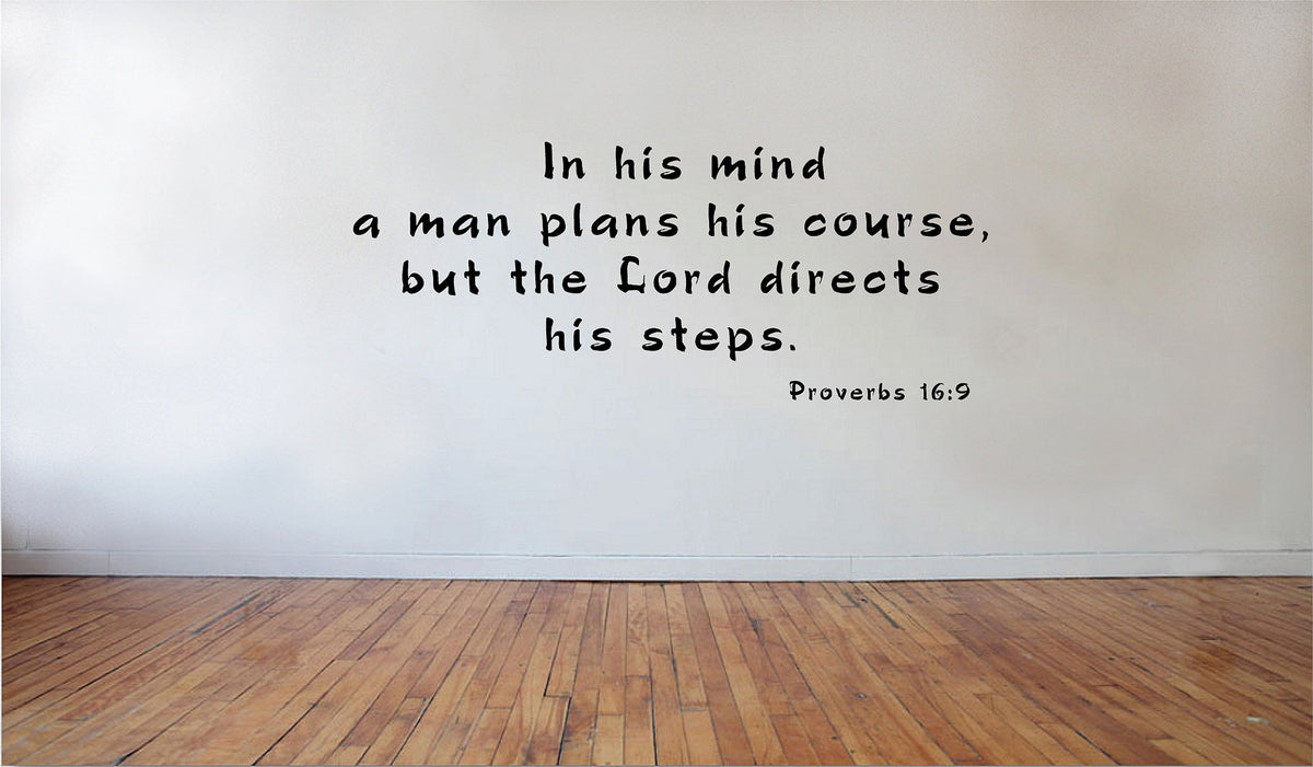 Picniva Matte Black in His Mind a Man Plans Course Vinyl Wall Decal Faith