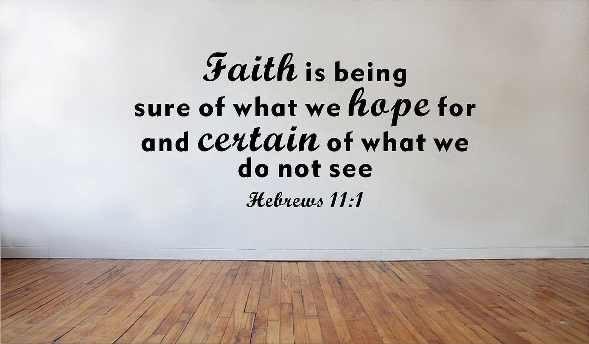 Picniva Matte Black Faith is Being Sure of What We Vinyl Wall Decal BG8241