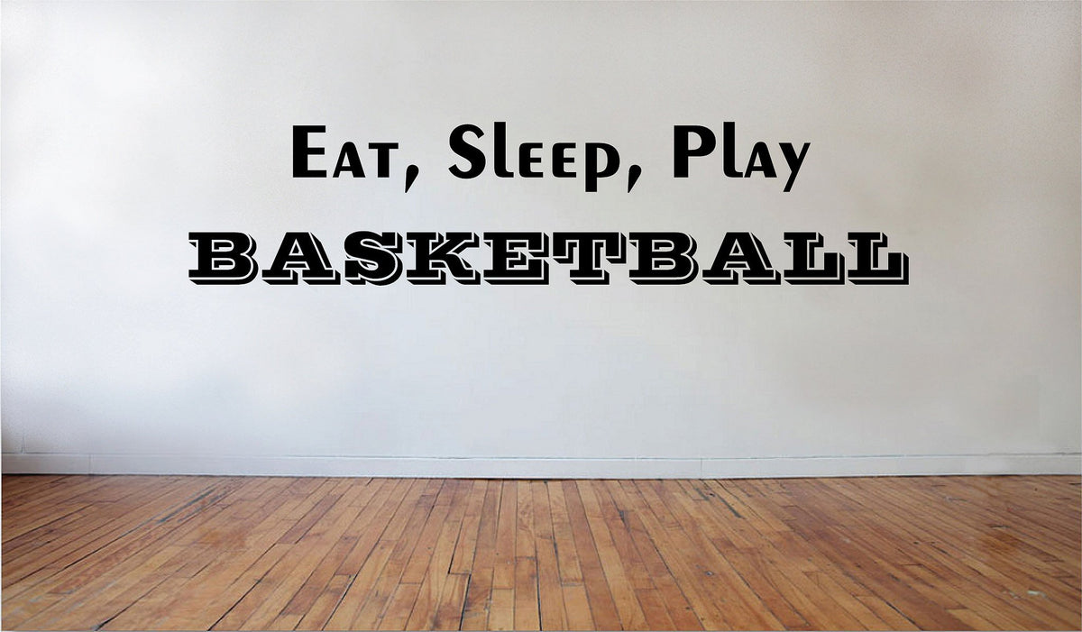 Picniva Matte Black Eat Sleep Play Basketball Vinyl Wall Decal BG8274