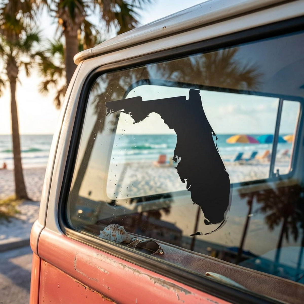 Picniva Florida State Map Vinyl Car Window Decal, Black, 5 in Wide