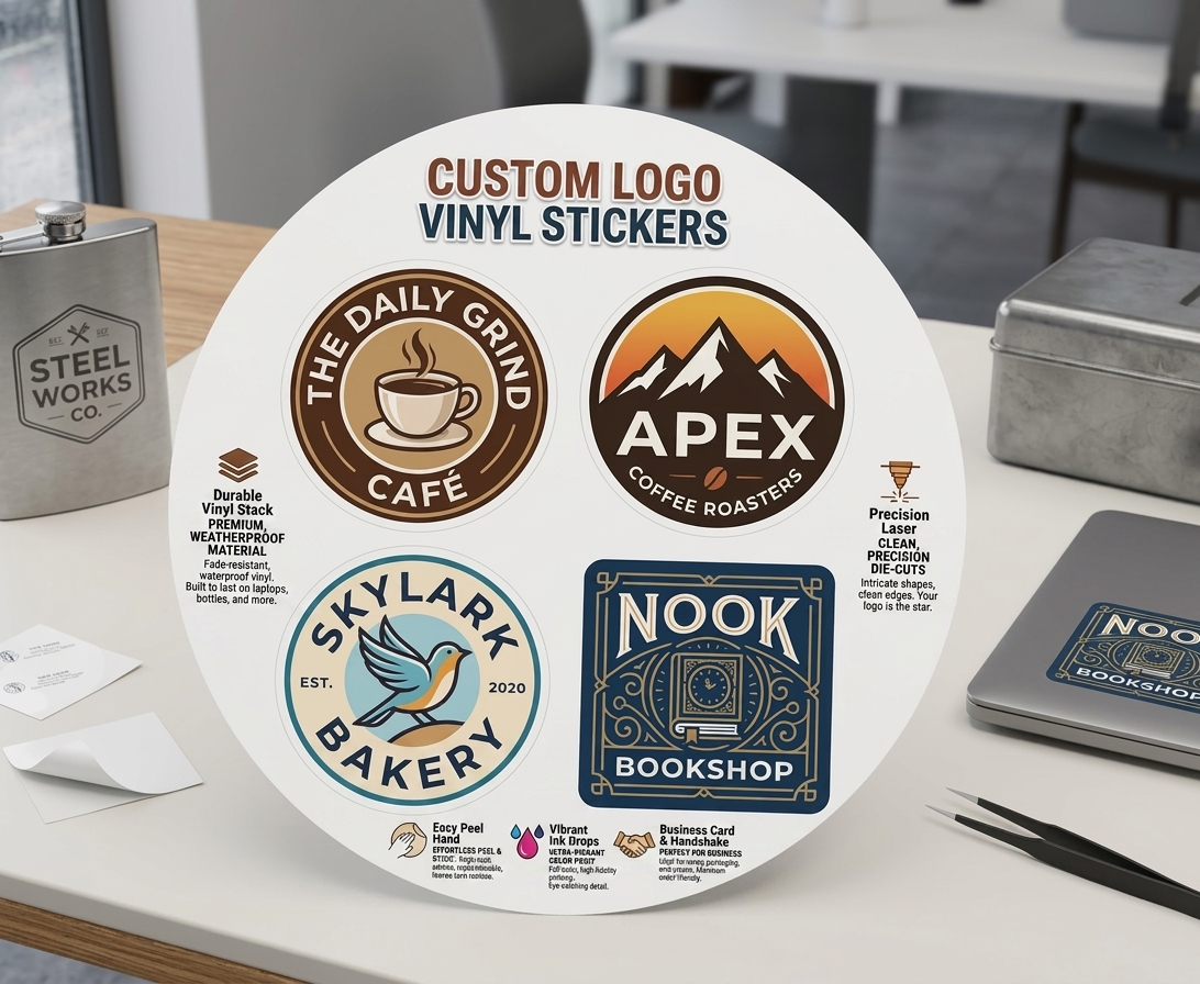 Matte Transparent Custom Stickers | Clear Vinyl Logo Decals | Waterproof Business Labels for Packaging | Bulk Sticker Sheet