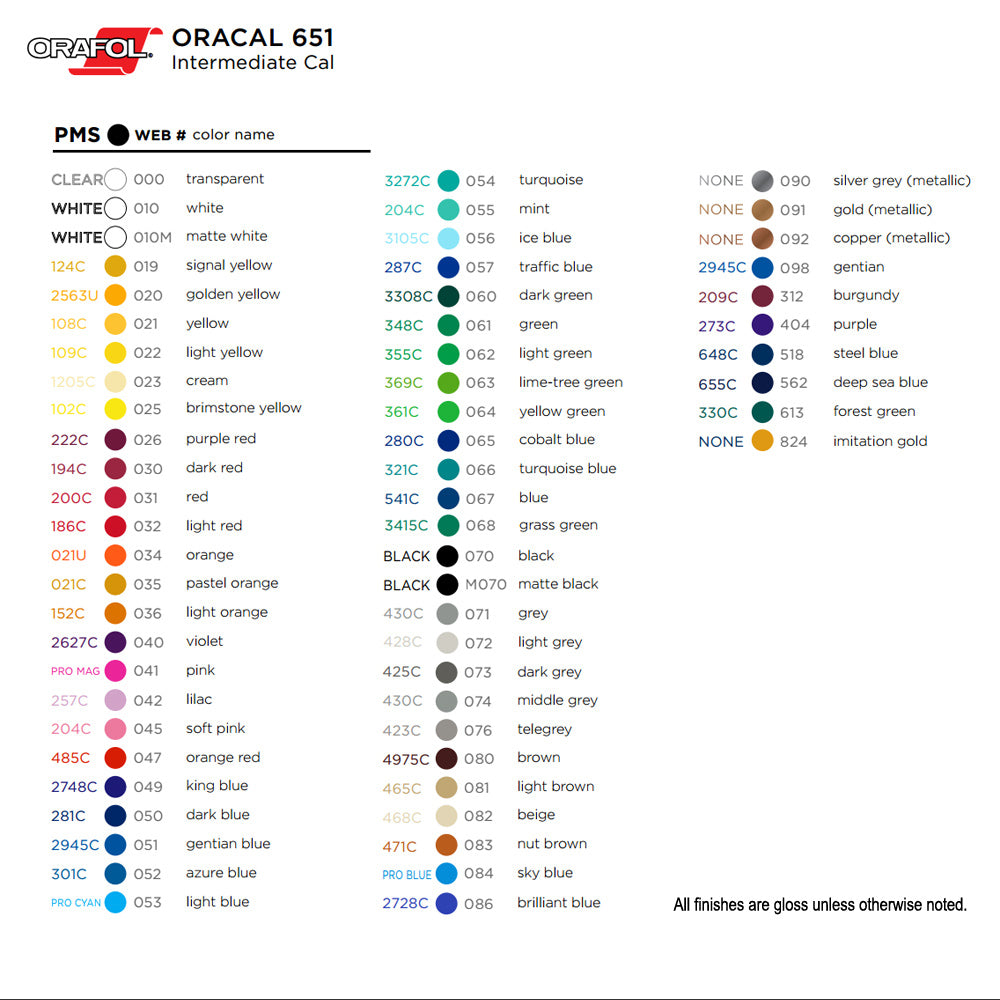 Orafol-Oracal-651-Vinyl-Color-Chart