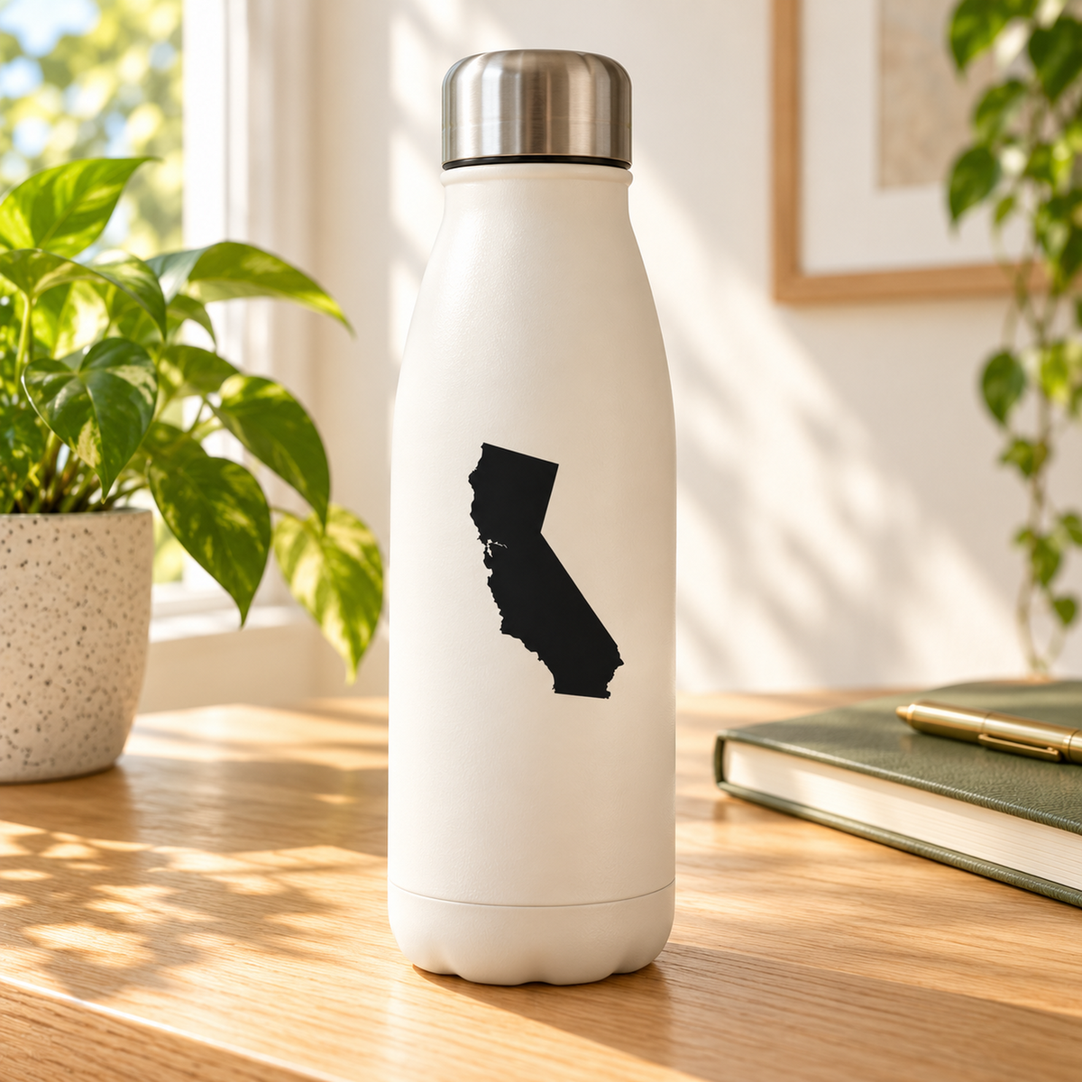Picniva California Map Vinyl Decal for Car Truck Notebook, State Silhouette