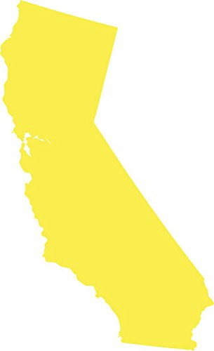 Picniva California Map Vinyl Decal, Yellow, 3 in Wide, Car Truck Sticker