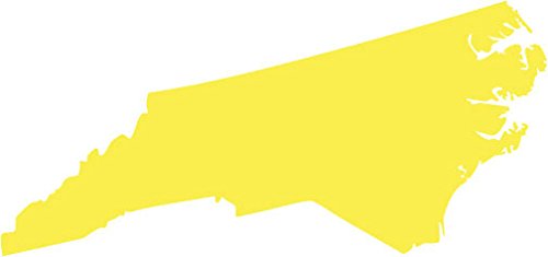 Picniva Yellow North Carolina NC State Map Vinyl Decal for Car, 3 in - Color: Yellow - Size: 3 inches