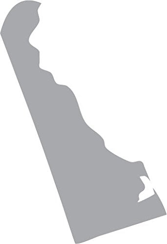 Picniva Delaware State Map Removable Vinyl Wall Decal, Silver, 3 in Wide